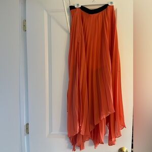 Orange pleated skirt, size S